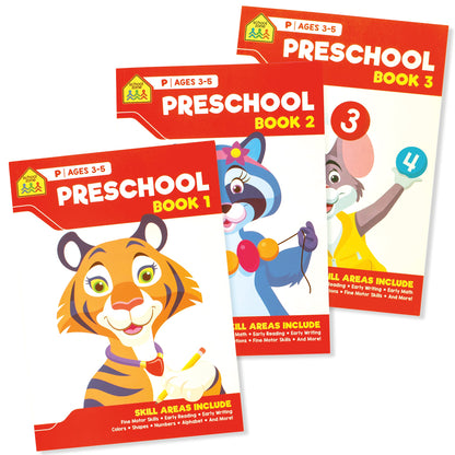 School Zone Preschool Learning Kit: Workbooks, Flash Cards, Early Reader Books & Educational Games Set, Reading, Writing, Math, Homeschool Curriculum, Kindergarten Readiness, Ages 3+