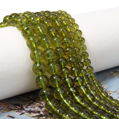 35pcs 10mm Natural Stone Beads Peridot Jade Beads Energy Crystal Healing Power Gemstone for Jewelry Making, DIY Bracelet Necklace