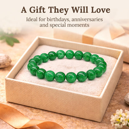Elm City Direct 8mm Natural Stone Beaded Bracelet – Unisex Crystal Stretch Bracelets for Men & Women, Chakra & Healing Jewelry, Gift-Ready Beaded Bracelets (Jade, 8mm)