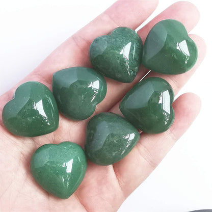 Bacatgem 3 Pcs Natural Green Aventurine Pocket Palm Thumb Healing Crystal Heart Love Worry Stones,1 inches Reiki Balancing Crystal and Healing Stones