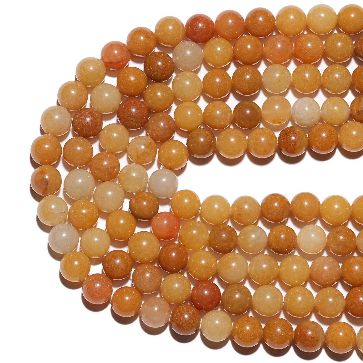 10mm Natural Yellow Jade Gemstone Beads Polished Round Smooth Stone Beads for Bracelets Jewelry Making 15inch Loose Beads