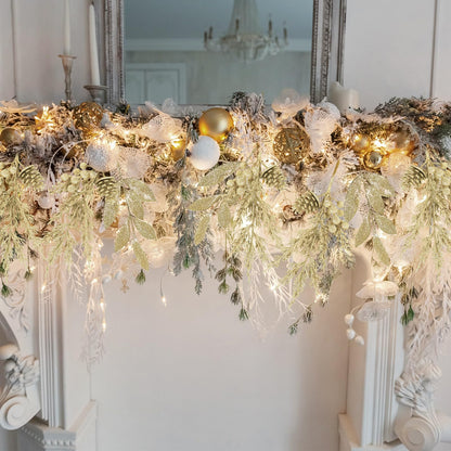 Winlyn 24 Pcs Christmas Glitter Artificial Leaf Picks Pine Needles Pinecone Berries Stems Champagne Glittered Christmas Tree Sprays for Holiday Floral Arrangements Centerpiece DIY Wreaths Garlands