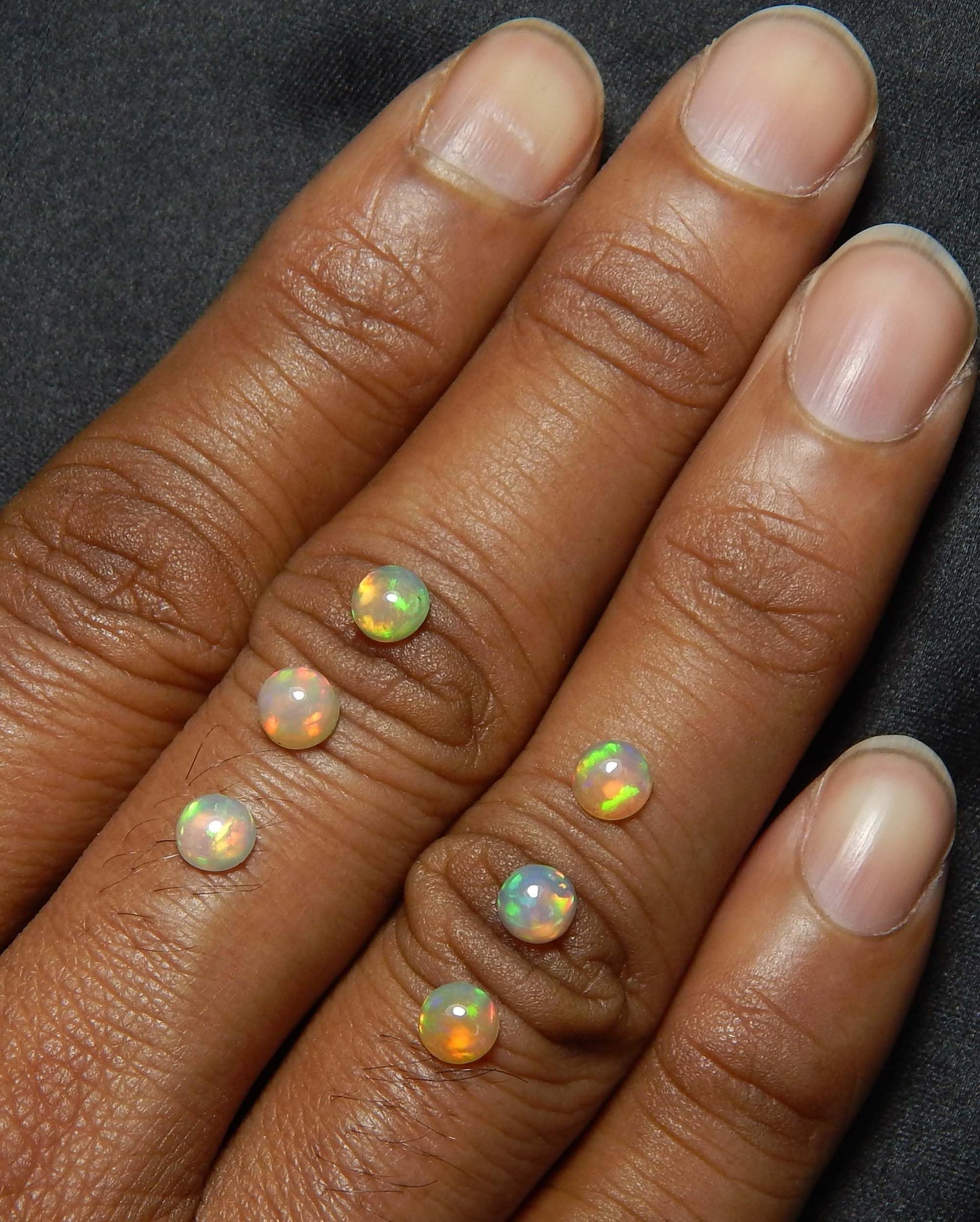 Myhealingworld Natural Ethiopian Opal 5mm round cabochon AAA quality loose calibrated gemstones for jewelry making round 5mm - 6 Stone