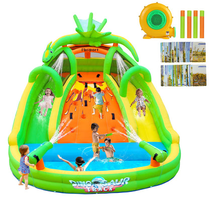 FBSPORT Inflatable Bounce House for Kids, Indoor Bounce House with Slide, Climbing, Water Guns, Bouncy Castle for Park Backyard Outdoor Indoor (with Blower)
