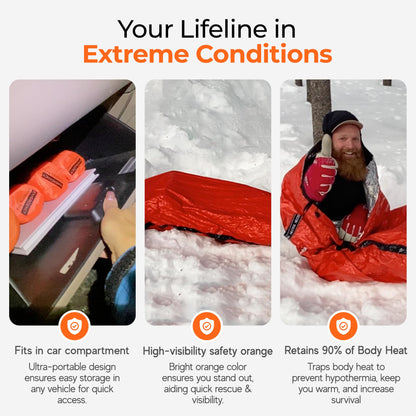 Sierra Madre Emergency Sleeping Bag – Ultralight, Waterproof Mylar Thermal Bivy Sack Tent for Hiking, Bug-Out Bags, Survival Kits – Emergency Survival Space Blanket for Heat Retention 10 Pack