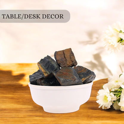 ANAYA AGATE Iron Tiger Eye Raw Crystals Rough Gemstones with Authenticity Card, Velvet Pouch Raw Stones for Tumbling, Cabbing, Polishing, Cutting Natural Healing Crystals for Home Decor, DIY Stones (2 Piece)