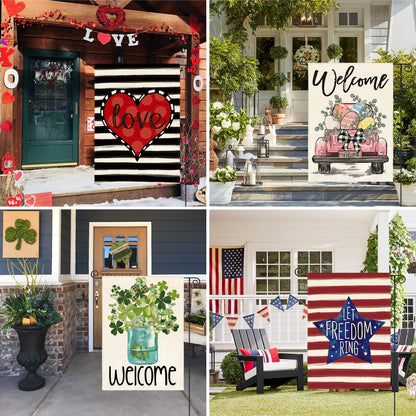 AVOIN colorlife Set of 12 Seasonal Holiday Garden Flag 12x18 Inch Double Sided Outside, Welcome Farmhouse Yard Outdoor Flag