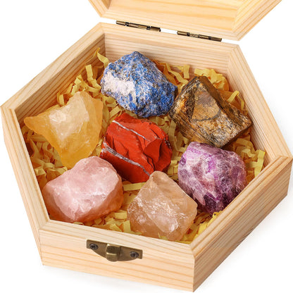 7Pcs Crystals and Healing Stones, Real Healing Crystals, Raw Crystals, Rose Quartz, Amethyst, Citrine, Quartz