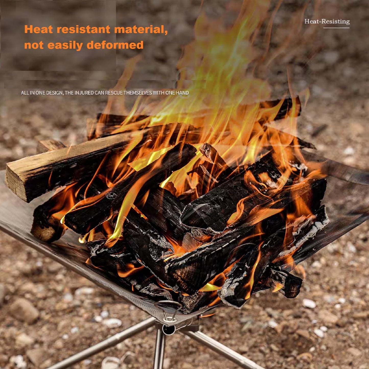 22 Inch Portable Outdoor Fire Pit with Carrying Bag,Foldable Stainless Steel Mesh Fireplace Wood Burning Collapsible Fireplace for Camping Outdoor Hiking BBQ Picnic