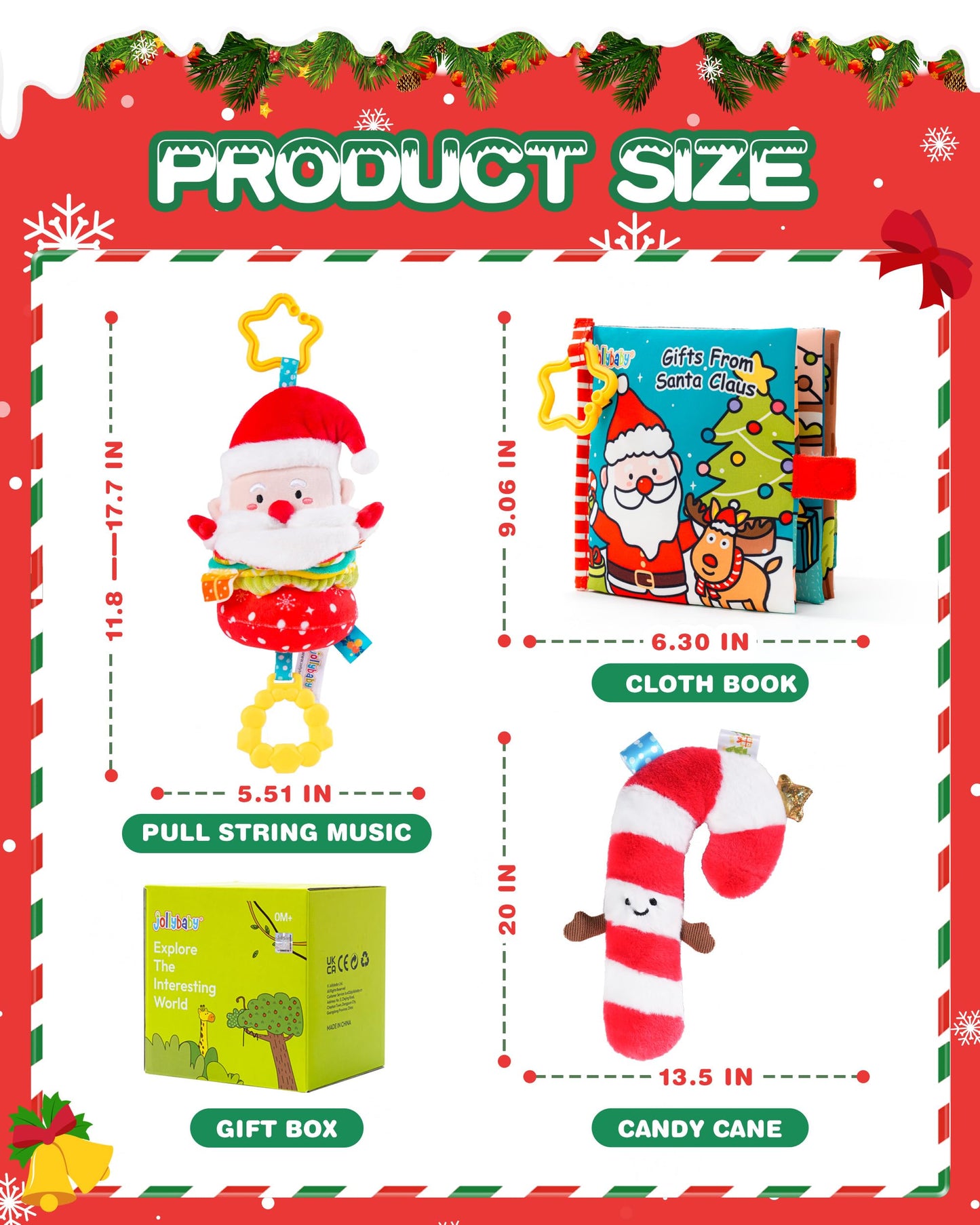 Jollybaby Car Seat Stroller Crib Hanging Toy for Baby 6-12-18-36 Months, My Baby First Christmas Toys Set, Tummy Time Infants/Newborns Easter Gifts for Boy and Girl