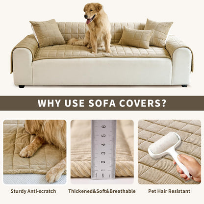 PJLZJFBY Couch Covers for Dogs Washable, Non Slip Couch Covers for Loveseat Sofa Pet Friendly, Soft Fuzzy Sofa Covers for Pet, Dog Couch Cover Furniture Protector(1PC,Light Brown,27.6"x27.6")