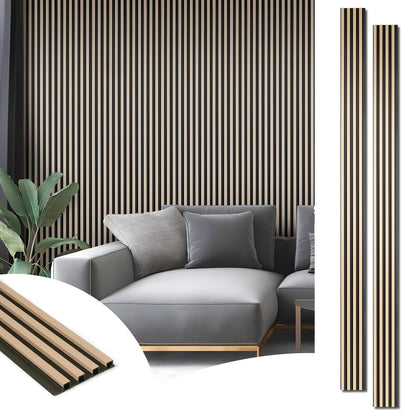 Art3d 8-Pack WPC Wood Slat Wall Panel for Interior Décor, 3D Wood Fluted Acoustic Paneling for Living Room Bedroom Home & Office Accent Wall Decor - 96 x 6 Inch Oak