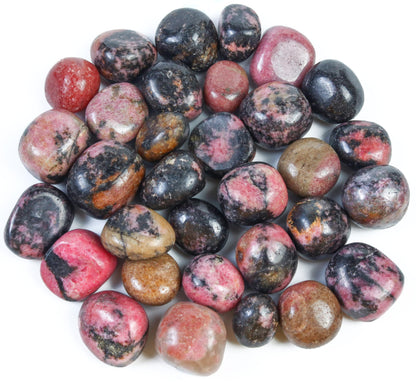 Crocon 1LB Rhodonite Crystals Tumbled Stones Bulk Set 2000+ Carats Pocket Crystal Healing Balancing Gemstones Tumbled Collection Palm Stone Good Luck Charm Gift Craft Home Decor Size: 20-25 mm