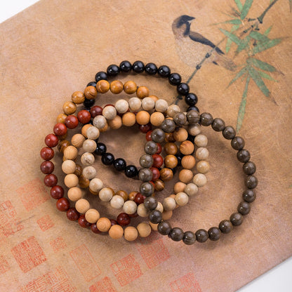 Lqdcyyat 6Pcs 8mm Wooden Beaded Bracelet Bangle for Men and Women Elastic