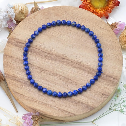 MASSIVE BEADS Natural Genuine Gemstone Beads Healing Crystal Chakra Reiki Jewelry Faceted Round Beads Bracelets (Lapis, 3mm)