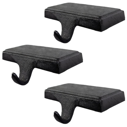 Lulu Decor Black Christmas Stocking Holders for Mantle set of 3 - Heavy Cast Iron Weighted Strong & Sturdy - Low Profile Flat Base Stocking Hooks, Simple Design for Mantle Decor Weighs 1 lb 10 oz each