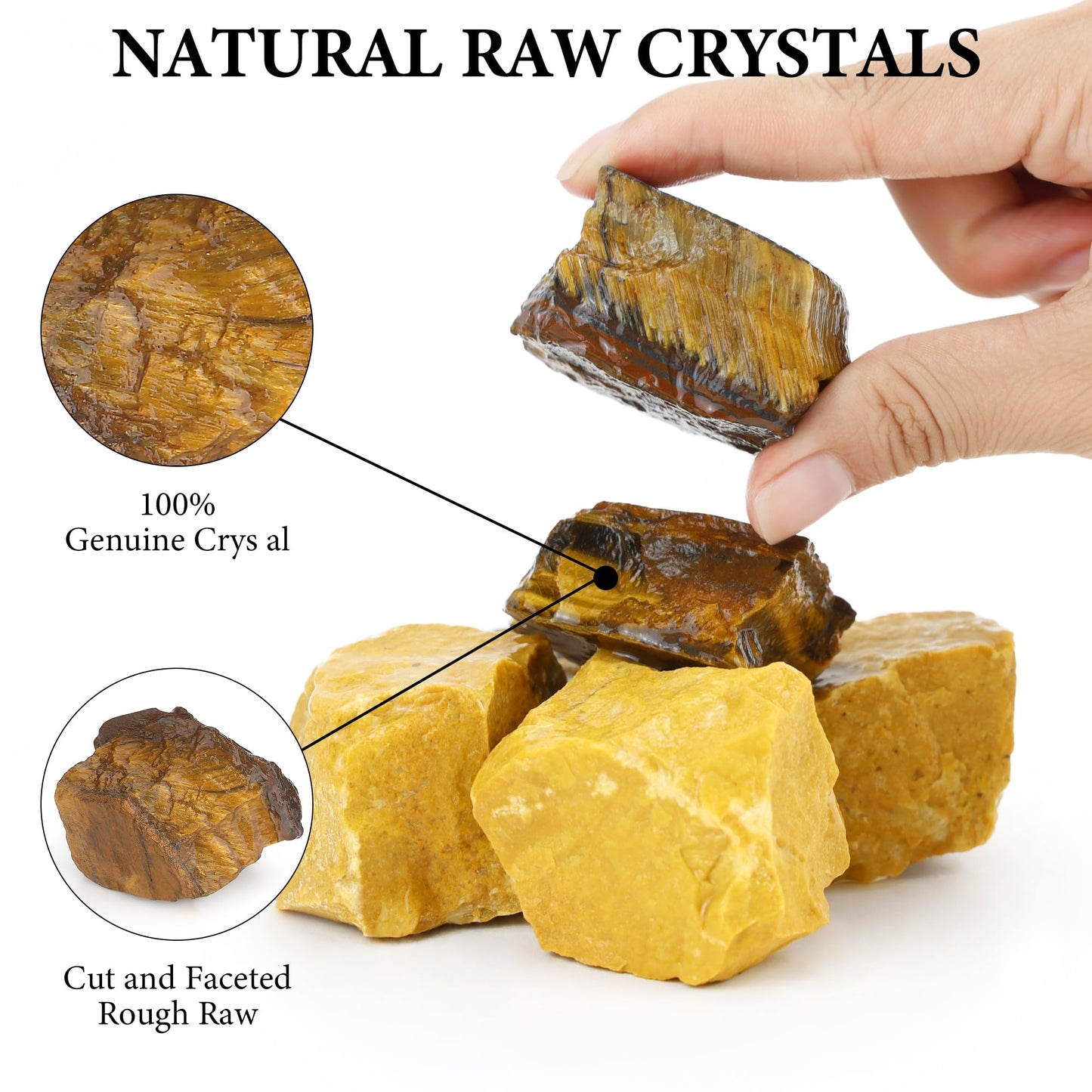 QINJIEJIE 2PCS Tiger Eye Natural Rough Healing Crystal 1.8-2.2'' Rocks Bulk Large Crystal Rocks Stones for Tumbling Cabbing Polishing Fountain Rocks DIY Decoration Handmade Gifts