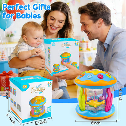 Baby Toys 0-6 Months Ocean Rotating Projector Musical Light Up Tummy Time Toys for Infants 0-3 4 5 6 7 8 9 Months Baby Aquarium Crawling Toys 6-12 Month Boys Girls 1 2 Year Old Birthday Easter Gifts
