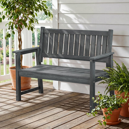 ACUEL Outdoor Bench, 2-Person Garden Bench, Poly Lumber Patio Bench for Outdoors, Porch, and Park (Dark Grey)