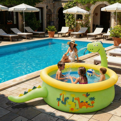 Tasdurian Dinosaur Inflatable Kiddie Pool Splash Pads for Toddlers Kids Splash Pads with Sprinkler Outdoor Blow up Mat Baby Dinosaur Play Swimming Pool for Backyard Garden, 69 x 24 in