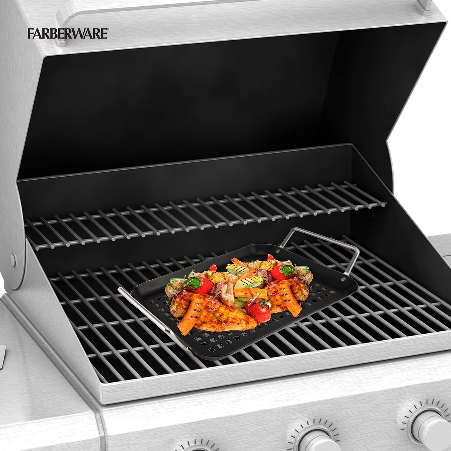 Farberware Barbecue Grill Topper, 7x13.5-Inch, Black