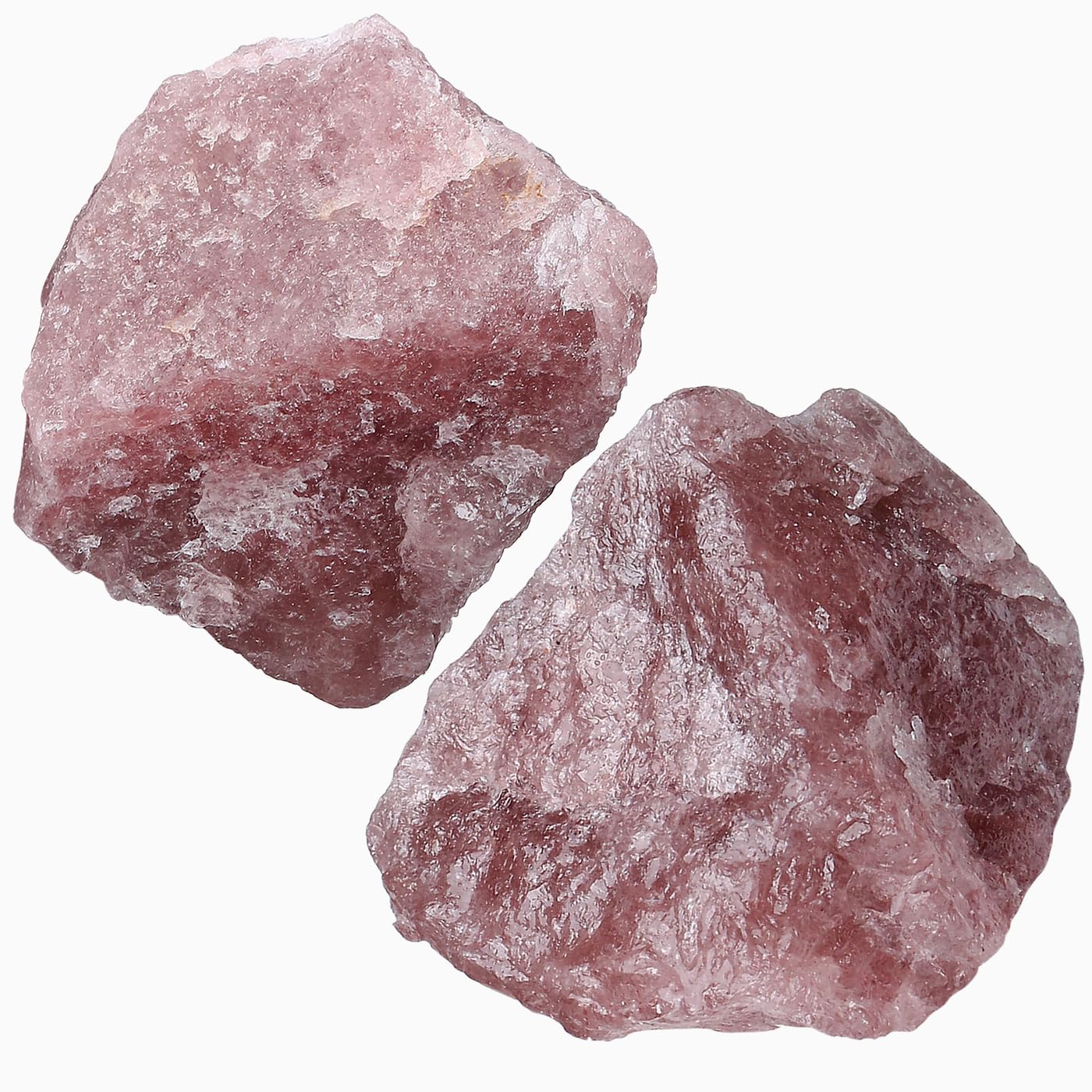 NUKAYAI 2Pcs Strawberry Quartz 1.8-2.2" Large Raw Crystals Rocks Rough Stones Healing Crystal for Polishing Decoration DIY Wrapping Cabbing Wicca Reiki Wire Tumbling Natual Strawberry Crystal Gifts