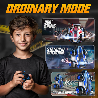 WJWMIRC 1:14 Drift Remote Control Car 2.4GHz 4WD RC Cars Rotating 360 Degrees Vehicle Toys with Lights Music, Upright Walking Four-Wheeled Rollover Stunt Car Gifts for Boys Girls 6-12 Year（Red）