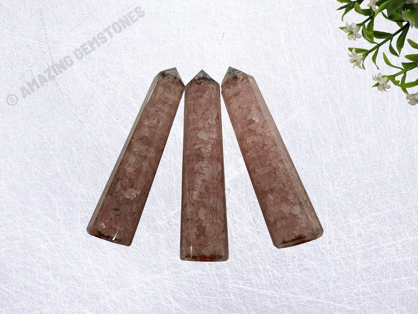 Amazing Gemstone Rose Quartz Crystal Orgonite Towers - Natural Healing Crystal Point Obelisk for Reiki Healing and Crystal Grid (4.5 Inch to 5 Inch, Pack of 1)