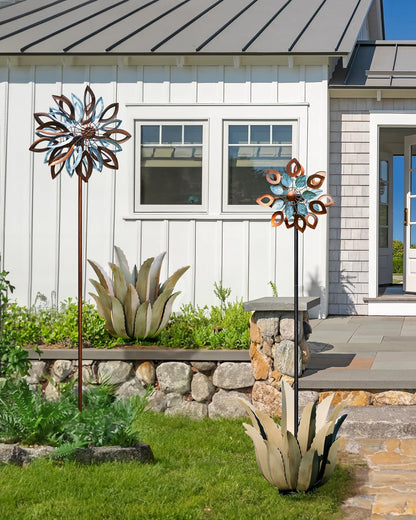 Cyan Oasis Metal Agave Plant Outdoor Decor - 25.5" H Large Hand Painted Desert Themed Garden Sculpture, Weather Resistant Rustic Yard Art for Lawn Patio, Unique Ornament Gift for Home & Garden