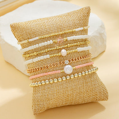 Harry and Henry Gold Beaded Bracelets for Women Gold Pearl Elegant Stackable Bracelets Set Trendy Jewelry Gifts Birthday Valentines Day Gifts for Women