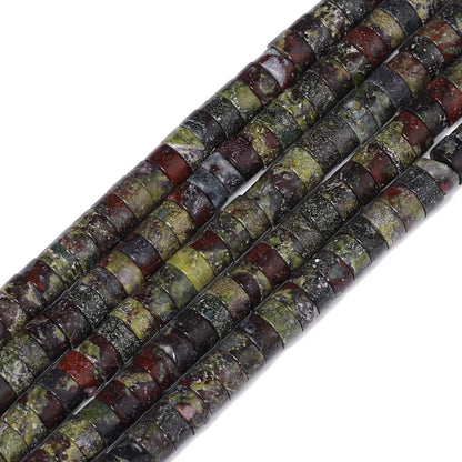 NITOPUPU 150Pcs 4×2mm Natural Dragon Blood Jasper Spacer Stone Beads for Jewelry Making Supplies, Loose Semi Flat Round Gemstone Tube Beads for Bracelets DIY Crafts