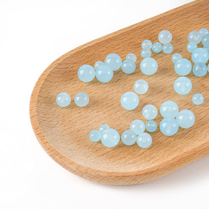 10mm Natural Blue Chalcedony Round Bead - 35PCS Bulk Gemstone Beads for Jewelry Making, DIY Bracelets, Necklaces - Includes Crystal Stretch Cord - Stone Beads for Crafting Gifts