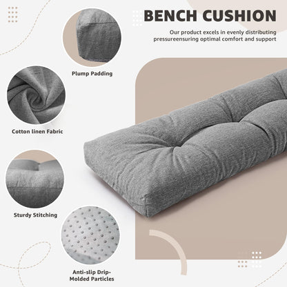 DANGHOOGY Indoor Bench Cushions, Tufted High-Density Foam Cushions for Indoor Furniture, Soft Bench Seat Cushion with Non-Slip Bottom, 36" X 14" X 4 (Grey)