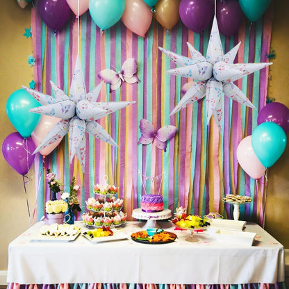 Vuzvuv 2 Pcs 32 inch 4D Huge Butterfly Star Balloons Explosion Star Mylar Foil Balloons for Party Supplies Backdrop,New Year,Birthday, Wedding,Photo Booth Ornament