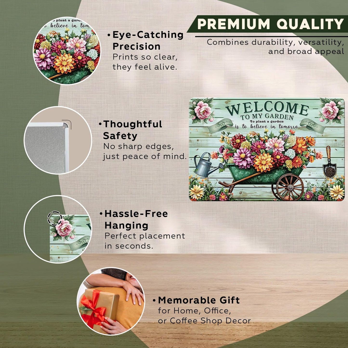 Garden Signs for Outside Welcome To Our Garden Metal Sign Gardening Yard Patio Greenhouse Decor for Women Gardeners Plant Lovers 8x12inch