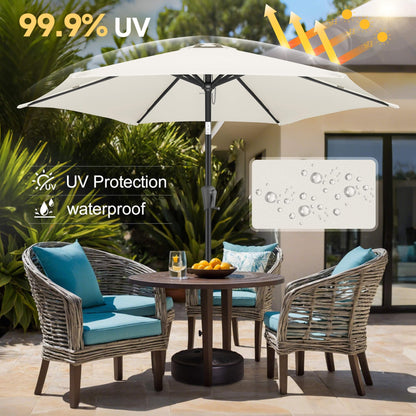 FLAME&SHADE 7.5ft Patio Umbrella - Outdoor Umbrella with Push Button Tilt and Crank for UV Protection, Table Market Umbrella for Garden, Deck, Backyard, Pool and Beach(Ivory)