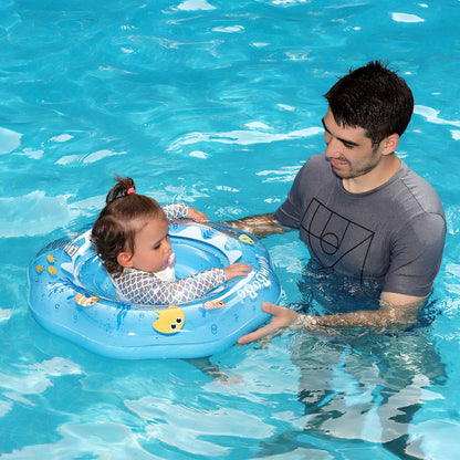 Swimbobo Inflatable Baby Swimming Float with Safety Seat Fun Swimming Pool Toys for Age 6-36 Months Toddler(Blue Oecan)