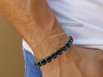 Amazing Gemstone Crystal Bracelet for Women Men's Gifts - Protection Healing Crystal Bracelet - 8mm Gemstone Beaded Stretchable Bracelet Pulseras Para Hombres Mujer Stocking Stuffers Mothers Day Gift (Silver Sheen Obsidian)