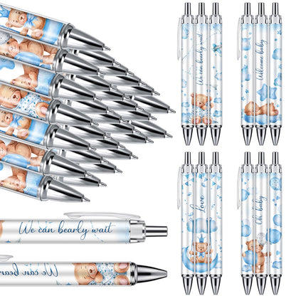 Chuangdi 48 Pcs Baby Shower Pens, Bulk Party Favors for Guests, Retractable Ballpoint Pens Black Ink, Baby Shower Gifts & Game Prizes(Cute Bear)