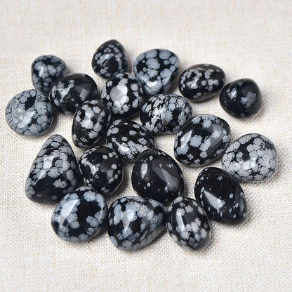 Erliway Snowflake Obsidian Healing Crystal Stones, 1.25-2.0" Large Reiki Healing Gemstones Natural Tumbled Polished Stones for Energy Witchcraft Therapy Meditation