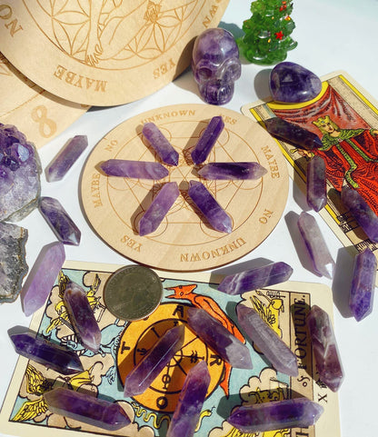 10 PCS Amethyst Crystals Set Wands Polished Healing Crystal Stones Bulk Natural Hexagonal Pointed Reiki Energy Balancing Meditation Therapy Wand Gift Stocking Stuffers for Women