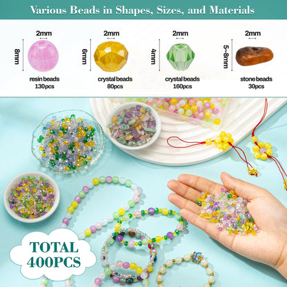 Craft Glass Assorted Beads for Bracelet Making Kit, Including Rondelle Beads, Facted crystal Beads, Ideal for DIY Handmade, Charms, Necklaces & Accessories, Jewelry Making Supplies for Beads Lovers