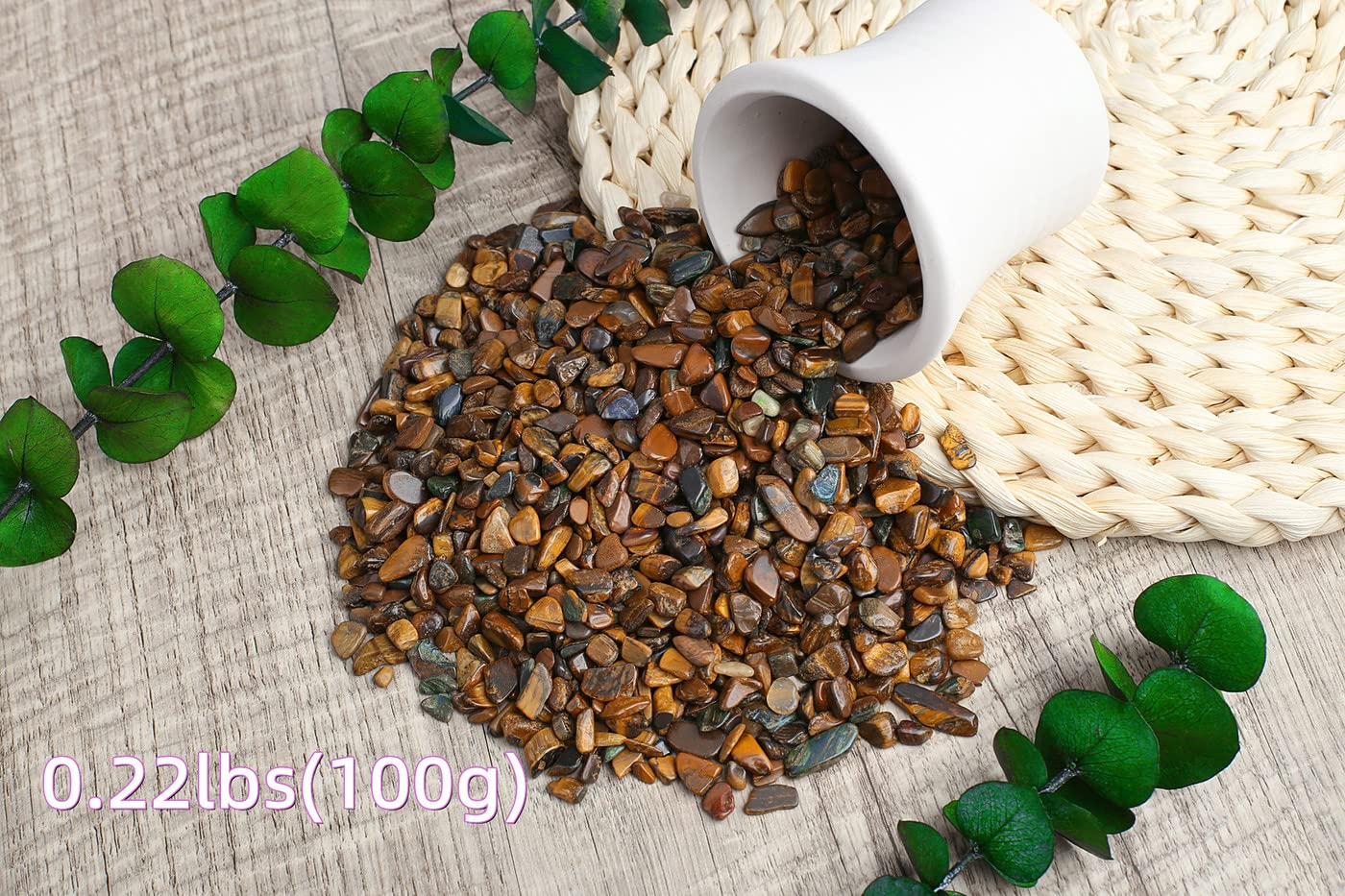 ZHIYUXI Tigers Eye Crystal Vase Filler Crystal Chips Stone for Decoration Succulent Plants Vase Fish Tank Gravel Crushed Crystals Chips Gemstone Polished Healing Crystals Quartz Home Decor Gem Stones