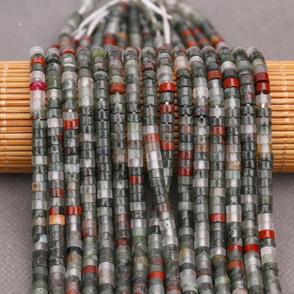BONNY BOXX 150PCs Natural African Bloodstone Spacer Beads, Loose Semi Precious Flat Round Gemstone Heishi Disc Stone Beads for Beading Jewelry Making 4mm*2mm