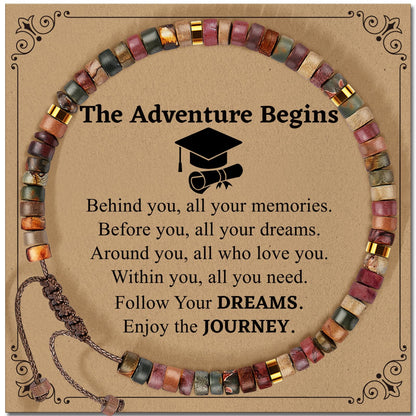 ZOKCC Graduation Bracelet Gifts for Her：Graduation Bracelets for Women Middle High School College Graduates - Healing Natural Stone Inspirational Gifts Bracelets for Women