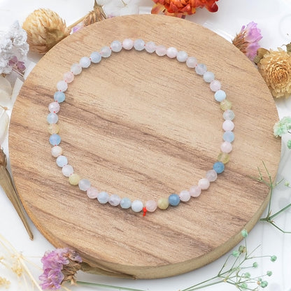 MASSIVE BEADS Natural Genuine Gemstone Beads Healing Crystal Chakra Reiki Jewelry Faceted Round Beads Bracelets (Morganite, 3mm)