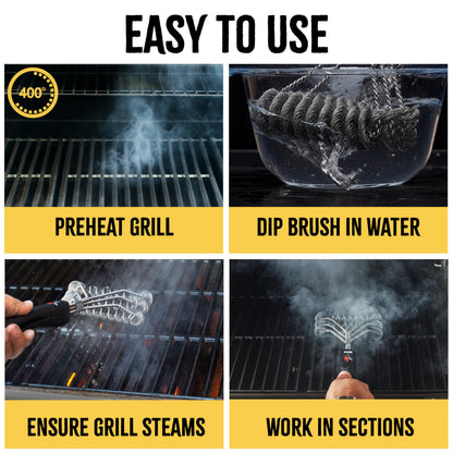 Kona Safe/Clean Grill Brush - Bristle Free BBQ Grill Brush for Outdoor Grill- 100% Rust Resistant Stainless Steel Barbecue Grill Cleaner - Safe for Porcelain, Ceramic, Steel, Cast Iron, Grilling Gift