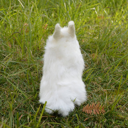 Basuo-9Q Easter Bunny Plush Figurines - 2 Piece Realistic Rabbit Stuffy for Easter Decor, Spring Basket Fillers, Home Decoration, Photoshoot Props, (White)