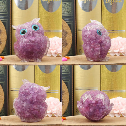 LAIDANLA Amethyst 2.4" Owl Statue Natural Healing Crystal Cute Owl Animal Purple Figurine Pocket Sculpture Reiki Spiritual Energy Gemstone Home Office Room Desk Decor Gifts for Women Men