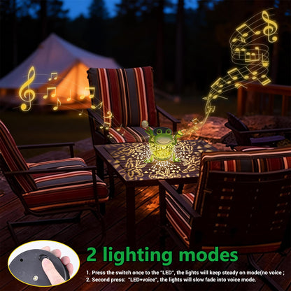 Solar Lantern Outdoor Lights, Cute Metal Solar Frog Lamp with Sound, Waterproof 2 Mode Hanging Solar Frog Lights for Yard Garden Patio Tree Pathway Lawn Outdoor Decorations